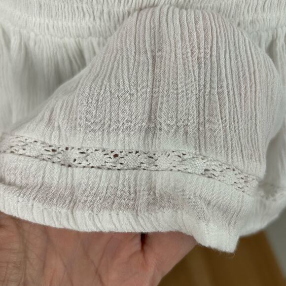 Patrons of Peace Women Prairie Boho Hippie Off Shoulder Top Blouse White Small - Picture 2 of 8